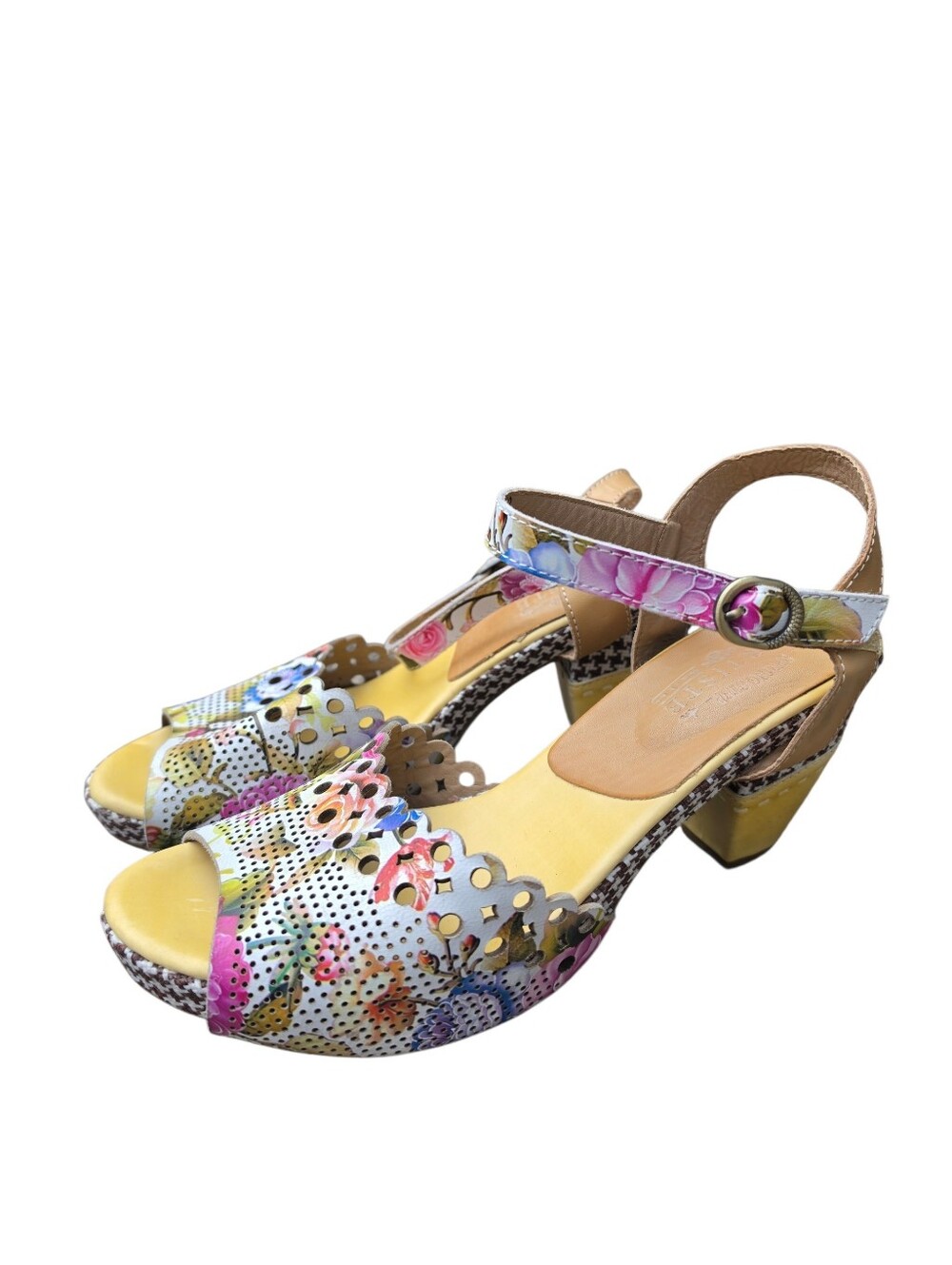 Spring Step L'Artiste Jivvi Floral Leather Sandals Multi Color Size 42 / US 10. - Picture 2 of 8